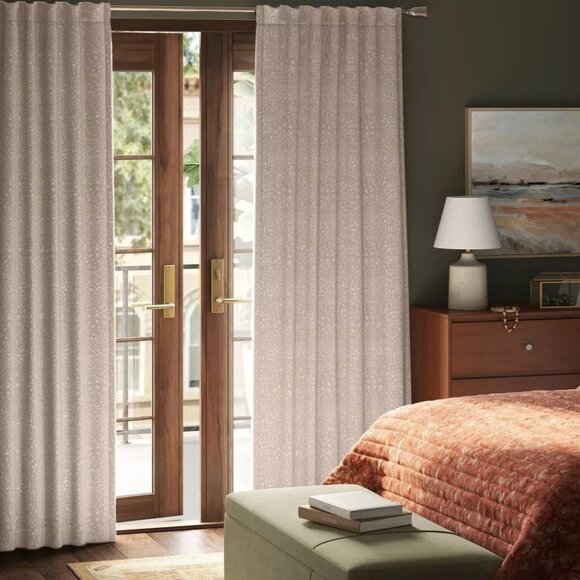 Threshold Velvet Embossed Blackout Single Disco Brown Curtain Panel 50" x 63" - Picture 1 of 7